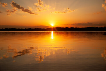 sunset over lake