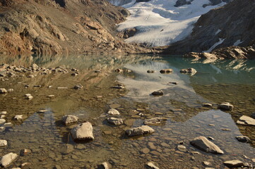 Hiking around the turquoise glacial lakes around El Chaltén, Laguna de Los Tres and Fitz Roy mountains in Patagonia, Argentina
