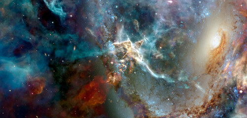 Nebula and galaxy. Deep space. Elements of this image furnished by NASA