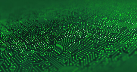 AI Processor Processing Data. CPU Circuit. Data Flowing. Computer And Technology Related 3D Illustration Render