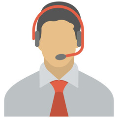 
Person wearing headphone and necktie, customer representative 
