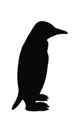 Penguin vector silhouette illustration isolated on white background. Big polar bird symbol.