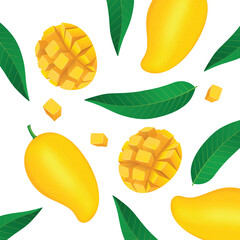 Mango fresh fruit graphic vector illustration.