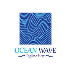 Abstract Blue Ocean Wave In Asian Style. Vector Illustration