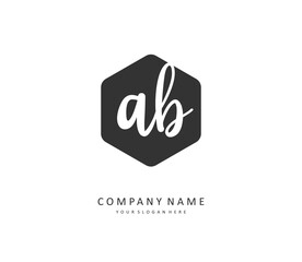 AB Initial letter handwriting and signature logo. A concept handwriting initial logo with template element.