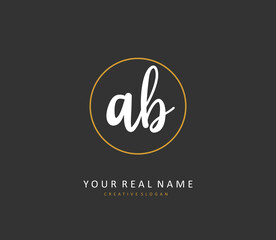 AB Initial letter handwriting and signature logo. A concept handwriting initial logo with template element.