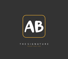 AB Initial letter handwriting and signature logo. A concept handwriting initial logo with template element.