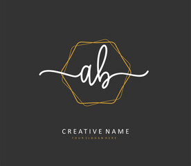 AB Initial letter handwriting and signature logo. A concept handwriting initial logo with template element.