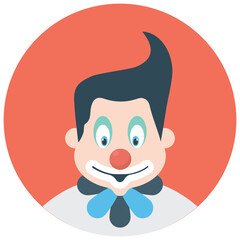 
A white face joker known as auguste clown 
