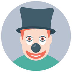 
A white face joker known as auguste clown 
