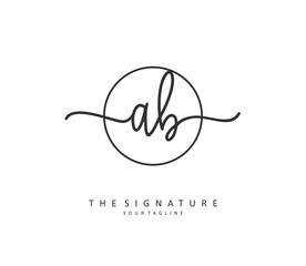 AB Initial letter handwriting and signature logo. A concept handwriting initial logo with template element.