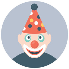 
A happy face clown with the joker makeup 
