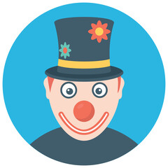 
A happy face clown with the joker makeup 
