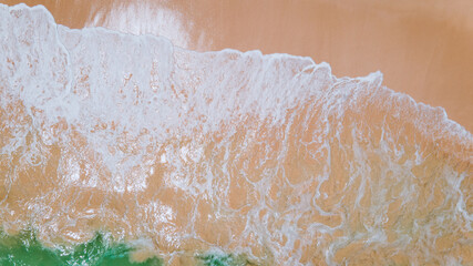 Aerial of waves on the beach, Oahu, Hawaii