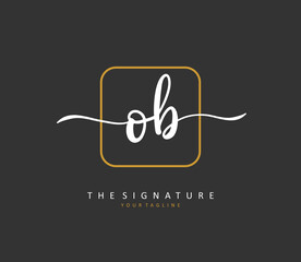 O B O Initial letter handwriting and signature logo. A concept handwriting initial logo with template element.