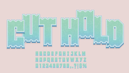 Cut hold style Font Alphabet. Eps10 vector.