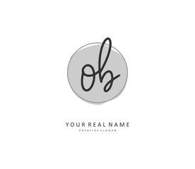 O B O Initial letter handwriting and signature logo. A concept handwriting initial logo with template element.