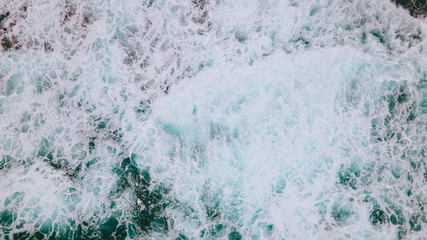 Aerial of waves and reefs, Oahu, Hawaii
