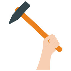 
Hammer in the hand of man, handyman icon

