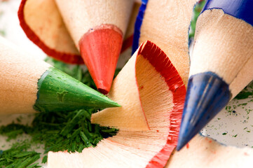 Sharpened pencils and wood shavings