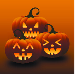 Halloween Spooky Happy Orange Gradient Pumpkins Illustration