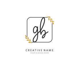 G B GB Initial letter handwriting and signature logo. A concept handwriting initial logo with template element.