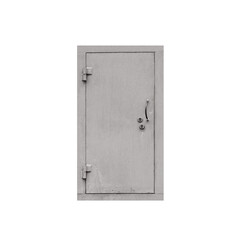 Gray steel metal door isolated on white