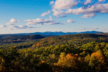 Cornwall, Connecticut USA The Berkshire Hills seen from atop Mohawk Mountain with fall colors.