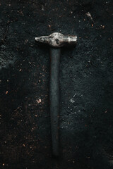 old hammer tool from garage workshop - 384127111