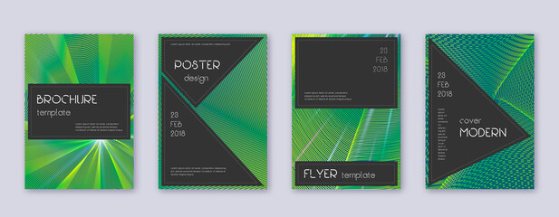 Black brochure design template set. Green abstract