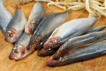 some fresh organic sprats and bean sprouts