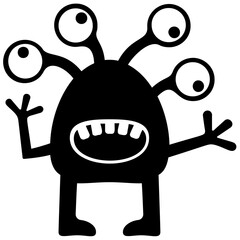 
Monster having four eyes and terrible face, cartoon monster 
