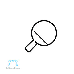 Table tennis ping pong sport icon. single ping-pong racket or bats equipment. Line style. Silhouette pictogram. Editable stroke vector illustration. Design on white background. EPS10