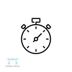 Timer, stopwatch, sport icon. countdown measurement. Second and minute counting. Line style pictogram logo for app and website. Editable stroke. Vector illustration. Design on white background EPS 10 