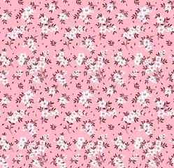 Wall murals Small flowers Floral pattern. Pretty flowers on light pink background. Printing with small white flowers. Ditsy print. Seamless vector texture. Spring bouquet.