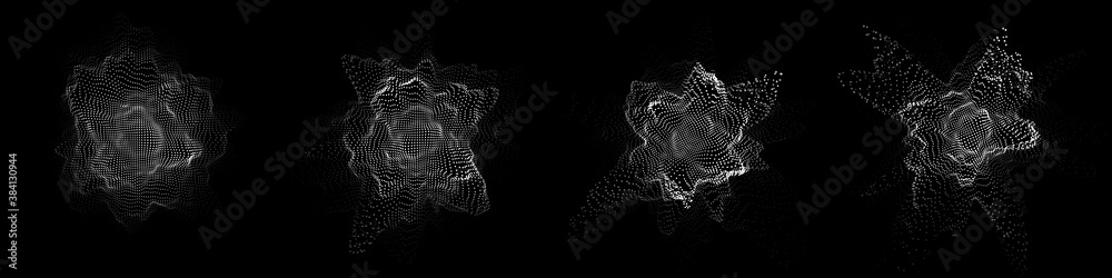 Poster set of spheres consisting of particles. modern wireframe elements. technology grid sphere. vector il