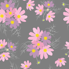 Floral seamless pattern with wild flowers