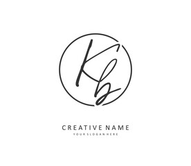 K B KB Initial letter handwriting and signature logo. A concept handwriting initial logo with template element.