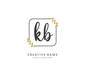 K B KB Initial letter handwriting and signature logo. A concept handwriting initial logo with template element.