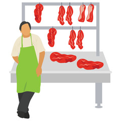 
A meat stall with raw red meat 
