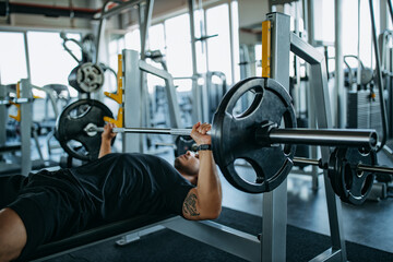 Fitness man with strong arms and muscles.