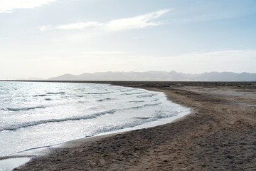 Landscape by the lake, soil and the lake edge.