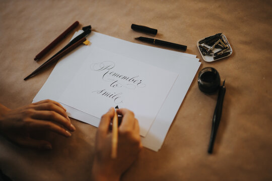 Remember to smile, calligraphy art.