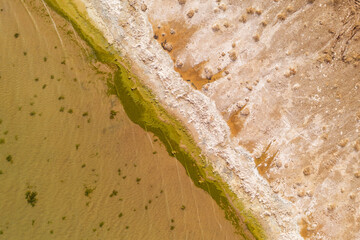 Landscape by the lake, soil and the lake edge.