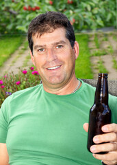 Man enjoying beer during summer