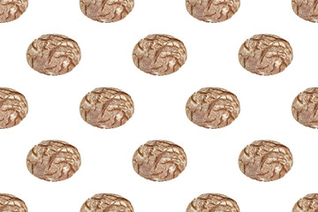 Seamless pattern of gray rye bread on a light background