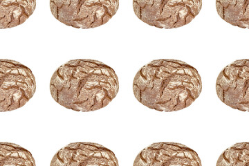 Obraz premium Seamless pattern of gray rye bread on a light background