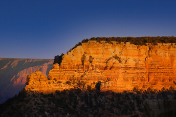 Grand Canyon rock at the sunset with blue sky