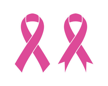 Pink ribbon icon. Breast Cancer Sign. Breast cancer awareness symbol isolated on white background.