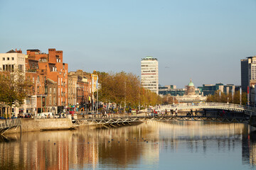A view along the quays in Dublin City, Ireland